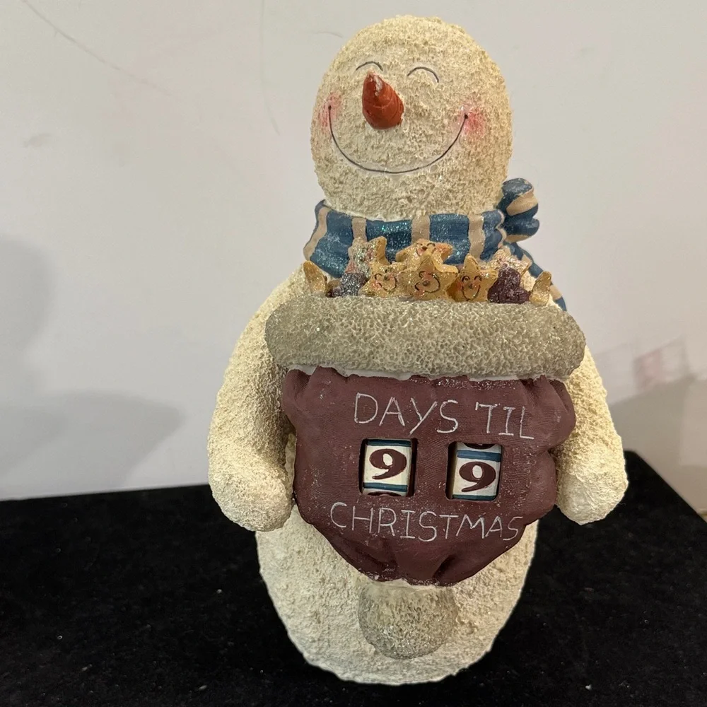 Vintage Resin Snowman Manual Countdown To Christmas - Up To 99 Days Advent